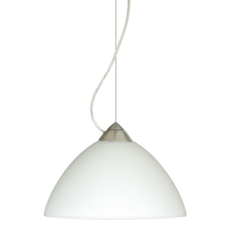 Besa Lighting Tessa Cord Pendant, White, Satin Nickel Finish, 1x75W Incandescent 1KX-420107-SN